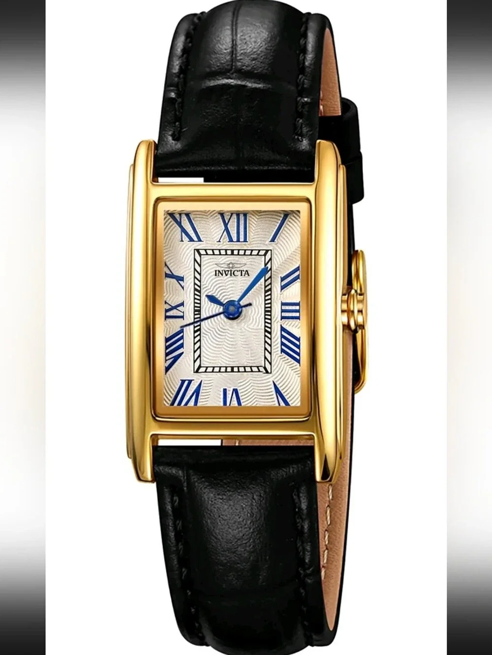 Invicta Celestial Lady 22mm Gold Tone Black Leather Quartz Watch 70376